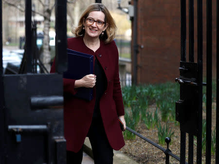 Britain's Home Secretary Amber Rudd arrives In Downing Street in London, March 6, 2018. REUTERS/Peter Nicholls