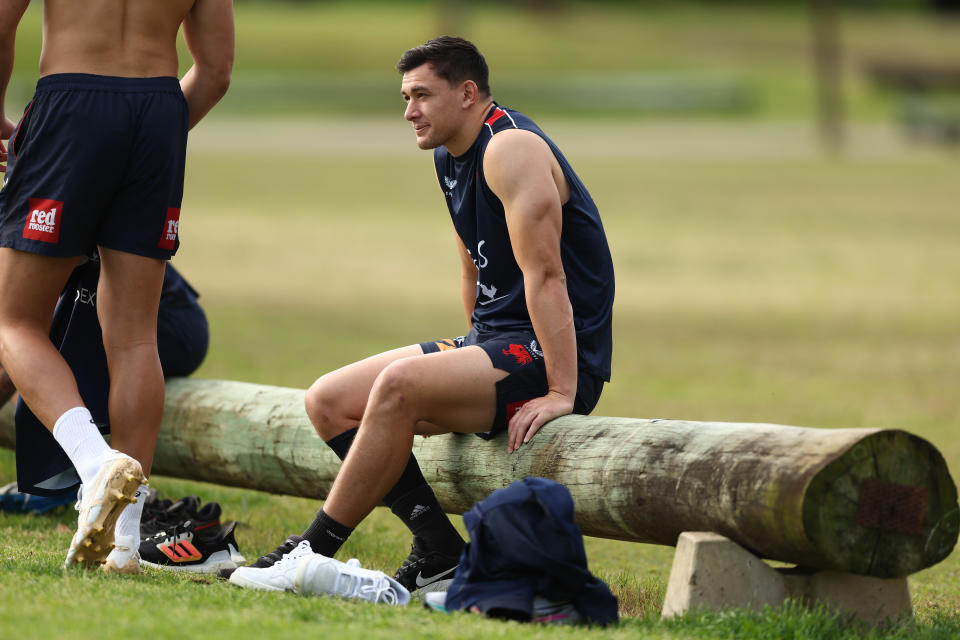 Joey Manu, pictured here during a Sydney Roosters training session.