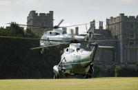 Marine One lands at Windsor Castle as President Biden visits Queen Elizabeth II in Britain