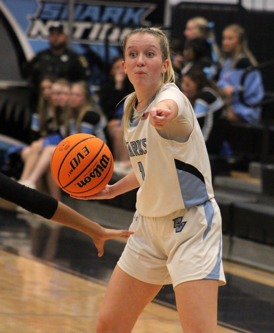 Ponte Vedra guard Morgan Gavazzi (1) directs the offense against Orange Park during a January game.