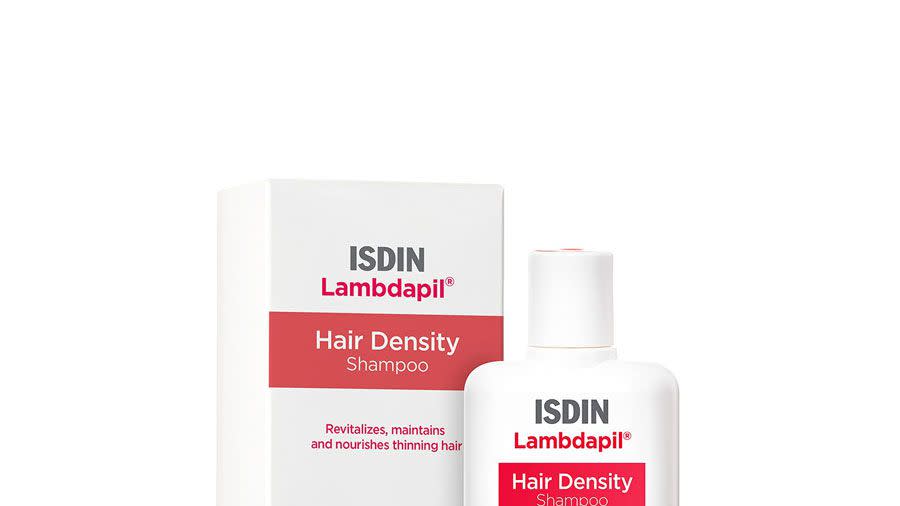 A bottle of ISDIN Lambdapil Hair Density Shampoo