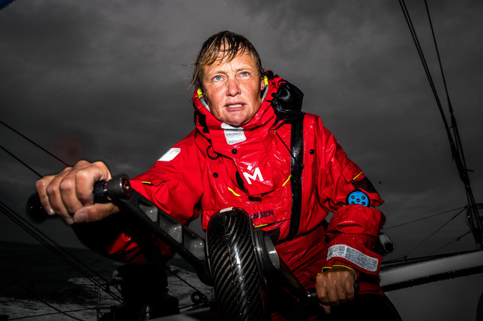 POOLE, UNITED KINGDOM - SEPTEMBER 30: Pip Hare onboard her IMOCA 60, Medallia during training for the Vendee Globe Race on September 30, 2020 in Poole, United Kingdom. (Photo by Richard Langdon/Getty Images)