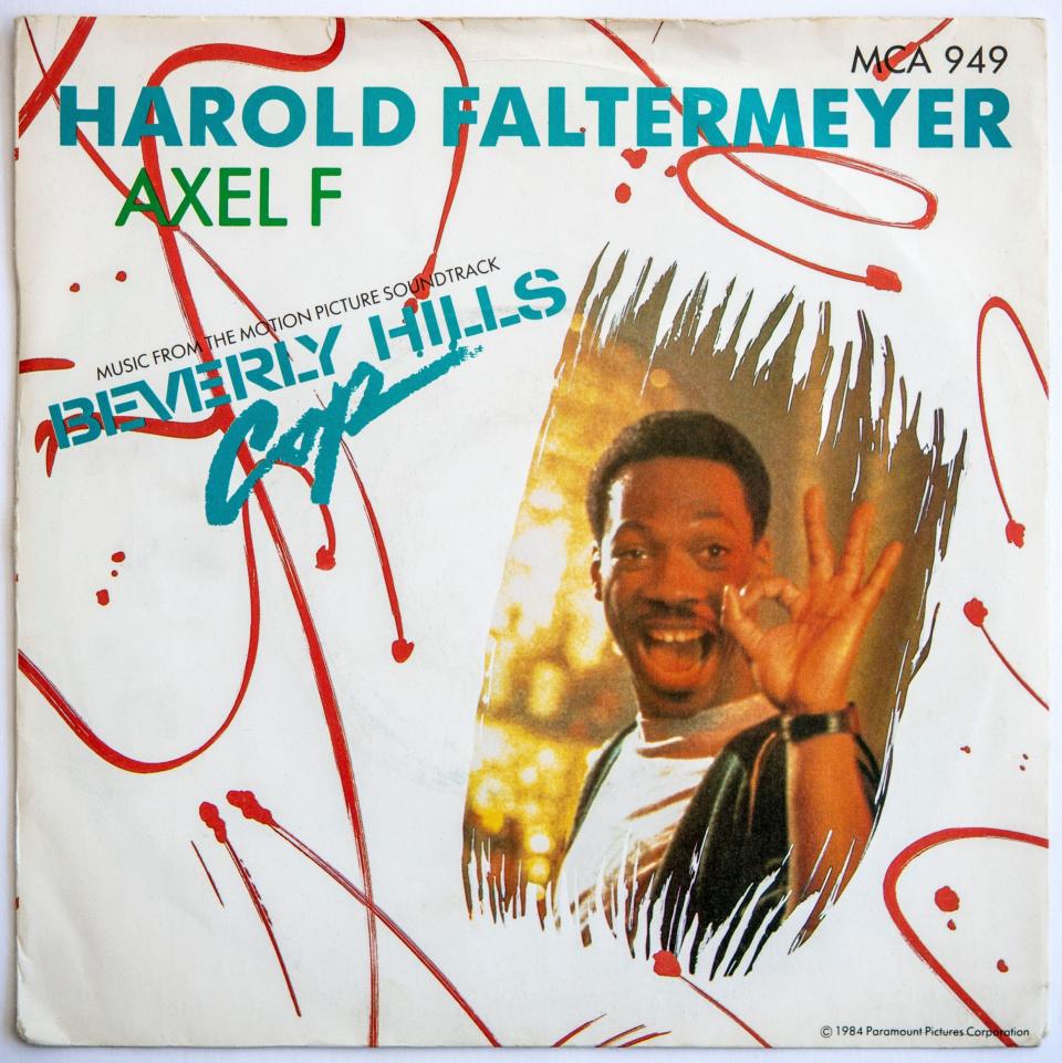 The original vinyl cover for Harold Faltermeyer's Axel F