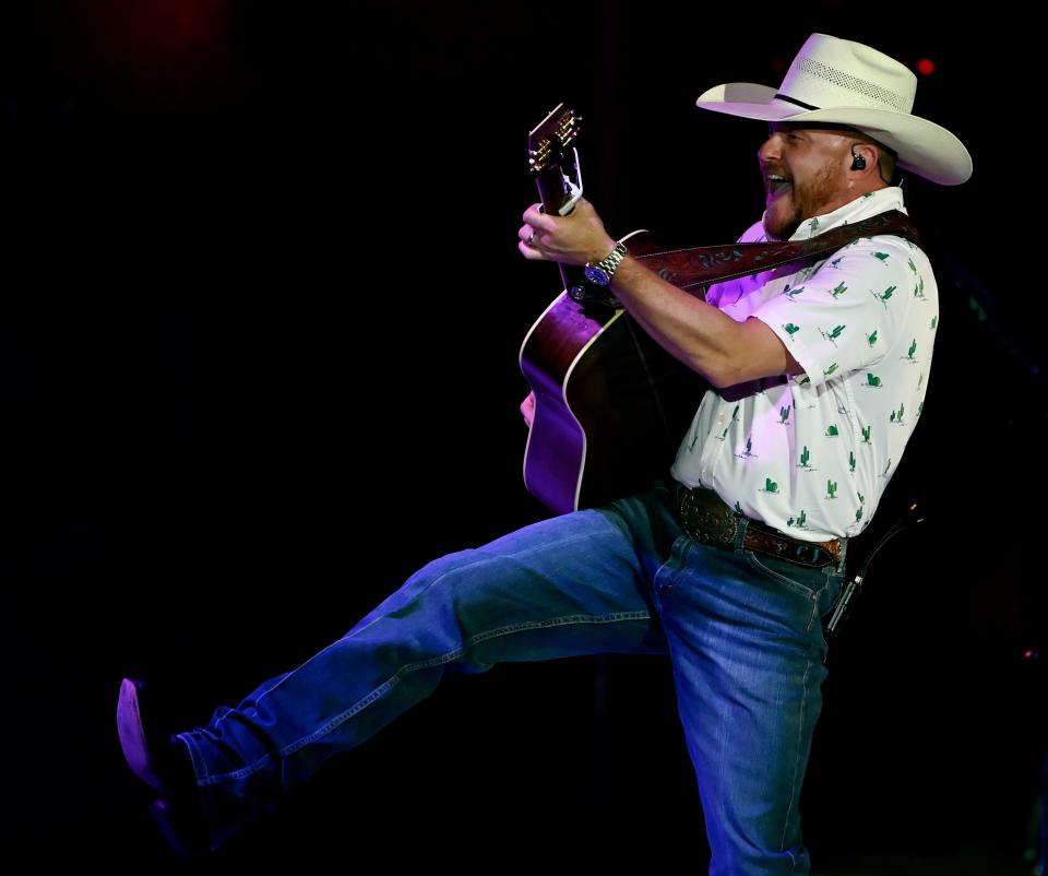 Cody Johnson performs at the Firstbank Amphitheater on Thursday, July 28, 2022, in Franklin, Tenn. 