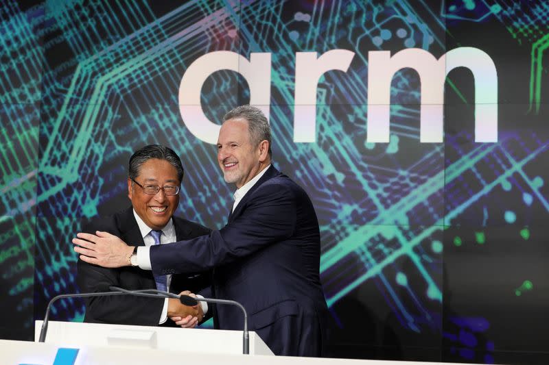 Softbank's Arm holds IPO at Nasdaq Market site in New York