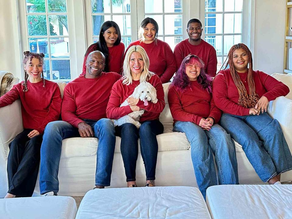 <p>Rebecca King Crews Instagram</p> Terry Crews and Rebecca King Crews with their kids in December 2023