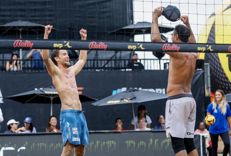 Taylor Crabb, left, and Taylor Sander celebrate after winning the men's title.