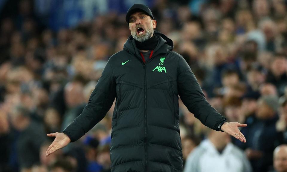 <span>Jürgen Klopp apologised for his side’s defeat to Everton.</span><span>Photograph: Carl Recine/Reuters</span>