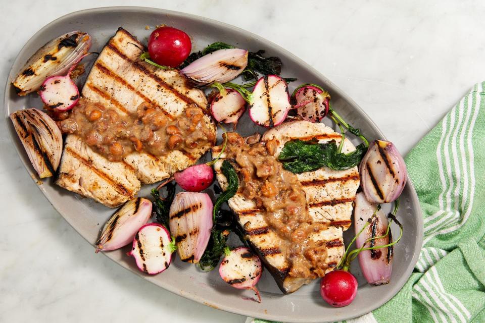 Grilled Swordfish with Hazelnut Miso Sauce