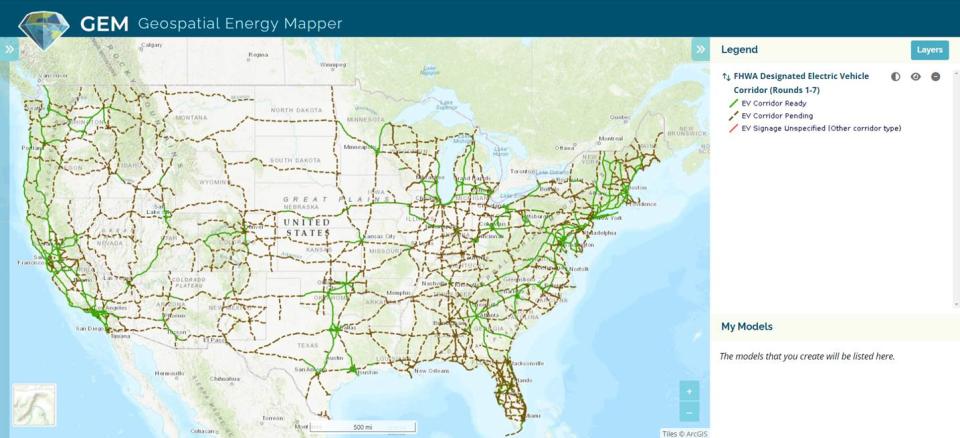 The Department of Energy considers a traffic corridor EV-ready if it has at least 4 350 kW DC fast chargers every 50 miles.