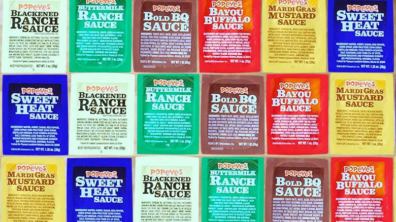 sssorted sauces from Popeyes 