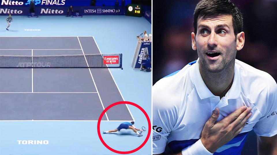 Novak Djokovic, pictured here in action against Andrey Rublev at the ATP Finals.