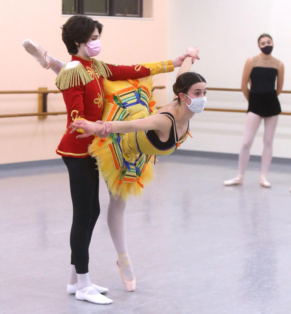 Max Catazaro and Annabella Purses rehearse with the Canton Ballet last week for performances of "The Nutcracker" on Saturday and Sunday at Canton Palace Theatre.