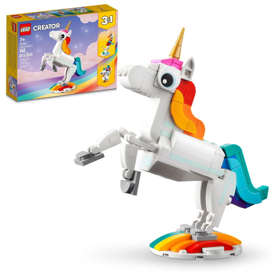 <p><a href="https://go.redirectingat.com?id=74968X1596630&url=https%3A%2F%2Fwww.walmart.com%2Fip%2FLEGO-Creator-3-1-Magical-Unicorn-Toy-Transforms-Seahorse-Peacock-Rainbow-Animal-Figures-Gift-Grandchildren-Girls-Boys-Buildable-Toys-31140%2F1177728319&sref=https%3A%2F%2Fwww.bestproducts.com%2Fparenting%2Fkids%2Fg38213473%2Fgifts-for-8-year-old-girls%2F" rel="nofollow noopener" target="_blank" data-ylk="slk:Shop Now;elm:context_link;itc:0;sec:content-canvas" class="link ">Shop Now</a></p><p>Creator Magical Unicorn</p><p>walmart.com</p><p>$9.97</p>