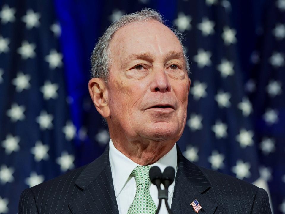 FILE PHOTO: Democratic U.S. presidential candidate Michael Bloomberg addresses a news conference after launching his presidential bid in Norfolk, Virginia, U.S., November 25, 2019. REUTERS/Joshua Roberts/File Photo