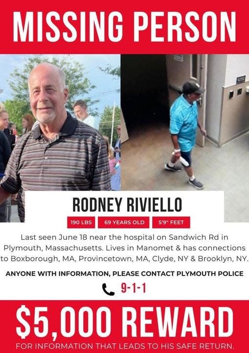 A reward had been offered during the search for Rodney Riviello, 69, of Plymouth.