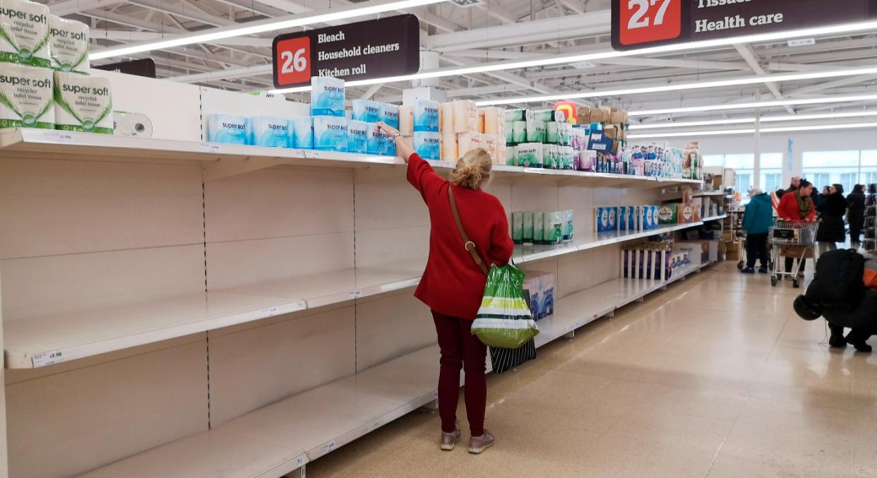 Toilet paper was one of the first things to clear off the shelves during the first lockdown in March (Getty)