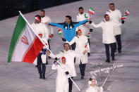 <p>Samaneh Beyrami Baher Flag bearer of Islamic Republic of Iran during the Opening Ceremony of the PyeongChang 2018 Winter Olympic Games at PyeongChang Olympic Stadium on February 9, 2018 in Pyeongchang-gun, South Korea. (Photo by Ronald Martinez/Getty Images) </p>