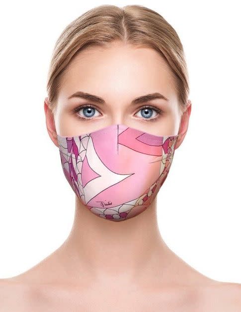 Get <a href="https://www.etsy.com/listing/804488527/authentic-emilio-pucci-designer-pink?gpla=1&amp;gao=1&amp;" target="_blank" rel="noopener noreferrer">the authentic Emilio Pucci designer pink pattern face mask from Etsy for $175 </a>