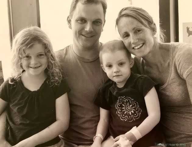 The author with her husband, Shane and daughters Isabelle (left) and Emily at Boston Children's Hospital in 2010.