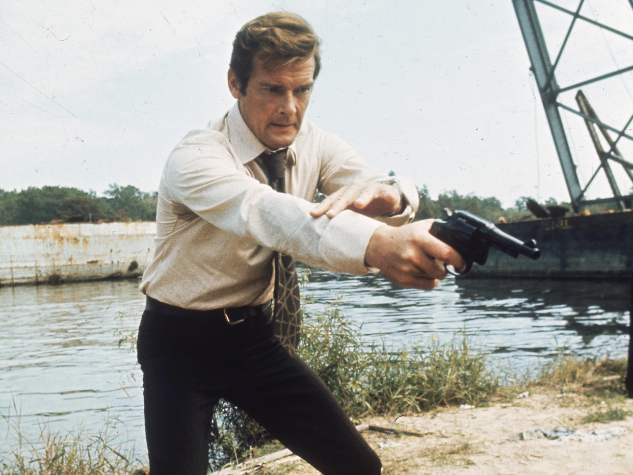 1973: British actor Roger Moore filming the new James Bond adventure 'Live and Let Die': Keystone/Getty Images