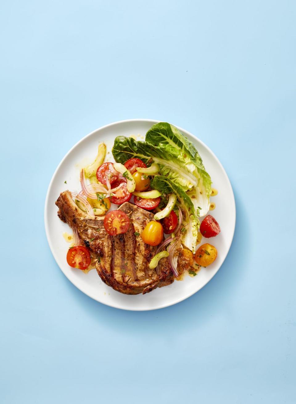 Pork Chops With Bloody Mary Tomato Salad