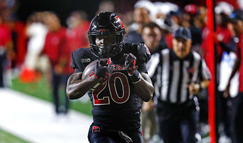 Rutgers running back Ja'shon Benjamin runs for a touchdown against Temple during the first half of an NCAA college football game, Saturday, Sept. 9, 2023, in Piscataway, N.J. (AP Photo/Noah K. Murray)