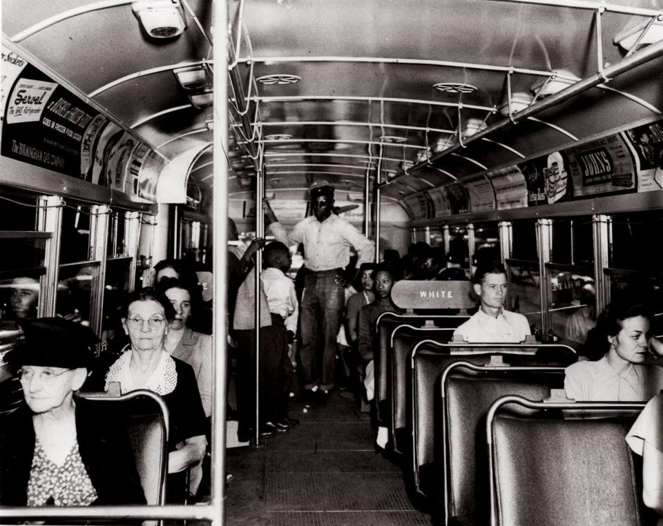 Evidence of discrimination in a Birmingham, AL bus pre 1950.