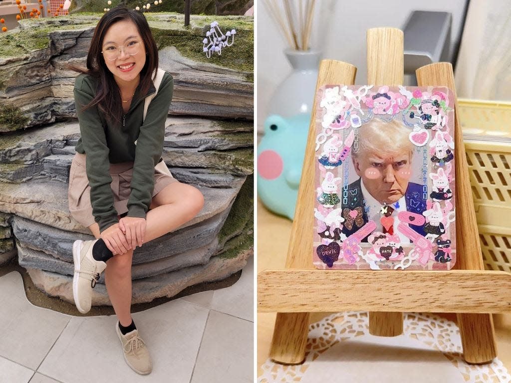 Bella Pham, a 21-year-old living in California, has been making top loaders for photo cards of famous politicians such as former President Donald Trump.
