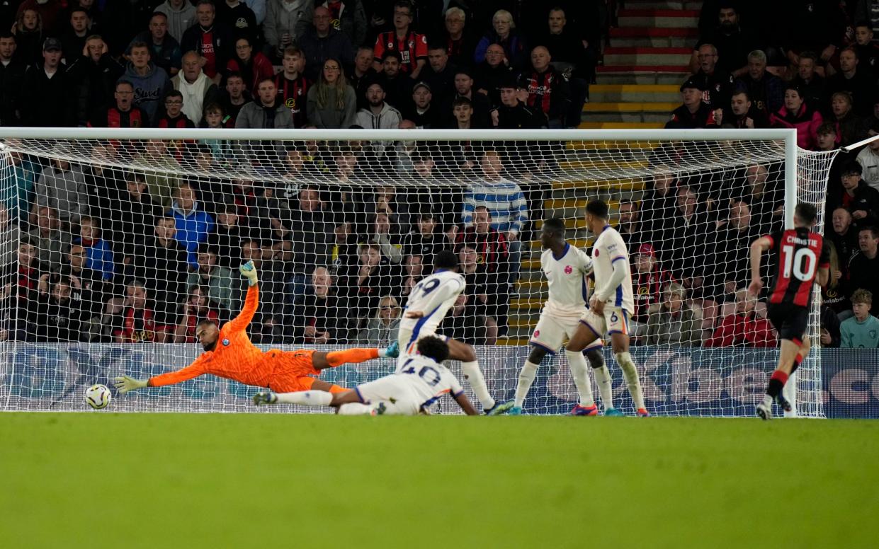 Ryan Christie hits the post.