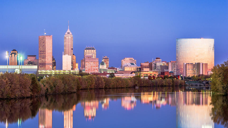 Indianapolis Indiana skyline at dusk