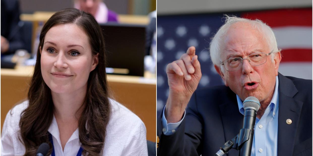 Sanna Marin and Bernie Sanders