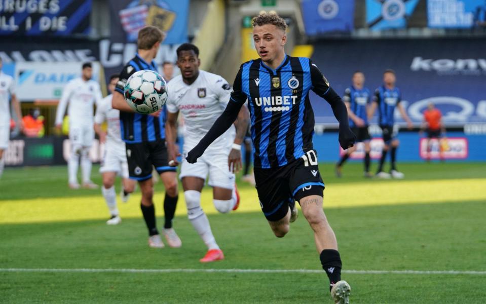 Noa Lang of Club Brugge KV in action during Jupiler Pro League championship play-offs between Club Bruges KV and Royal Sporting Club Anderlecht (RSCA) on May 2, 2021 in Bruges, Belgium.  - GETTY IMAGES