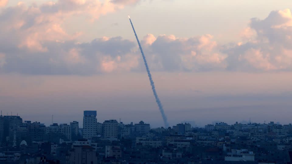 Rockets are fired from Gaza City towards Israel during the October 7 attacks. - Mahmud Hams/AFP/Getty Images