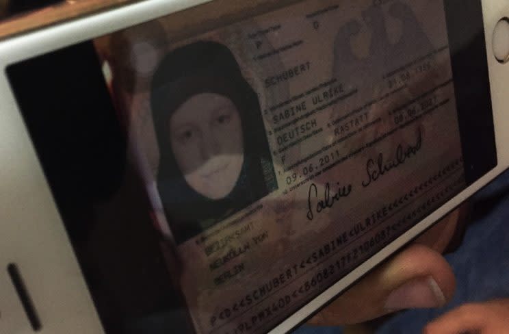 A German ID card left behind by ISIS militants. (Photo: Ash Gallagher for Yahoo News)