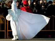 <p>The Three Wise Men Melchor, Gaspar and Baltasar greet children and their parents prior to the Twelfth Night procession in Valencia, Spain, Jan. 5, 2018. (Photo: Juan Carlos Cardenas/EPA-EFE/REX/Shutterstock) </p>