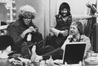 Comedians (L-R) Graeme Garden, Bill Oddie and Tim Brooke-Taylor in a sketch from episode 'Punky Business' of the BBC television series 'The Goodies', November 25th 1977. (Photo by Don Smith/Radio Times via Getty Images)