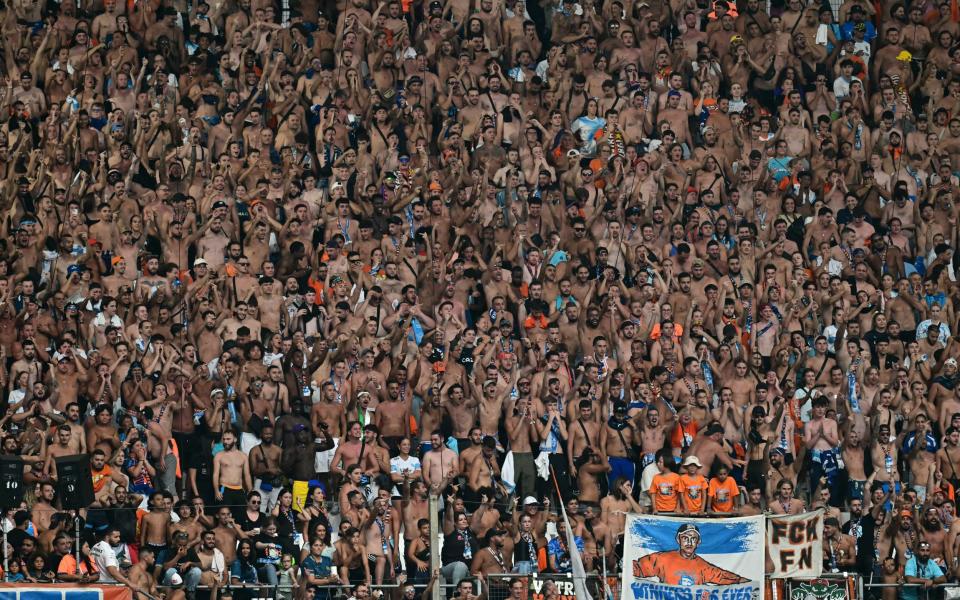 Marseille's ultras at their game against Stade de Reim