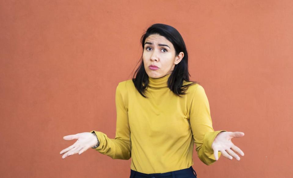 Talking about your 'theory of change' may not help make your point. <a href="https://www.gettyimages.com/detail/photo/latino-woman-shrugging-with-her-hands-to-the-sides-royalty-free-image/1473939862?phrase=confusion&adppopup=true" rel="nofollow noopener" target="_blank" data-ylk="slk:Sergio Mendoza Hochmann/Moment via Getty Images;elm:context_link;itc:0;sec:content-canvas" class="link ">Sergio Mendoza Hochmann/Moment via Getty Images</a>