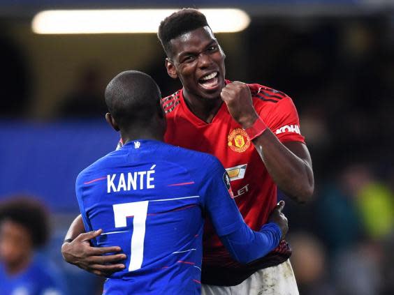 Pogba scored and assisted in Manchester United’s 2-0 win at Chelsea (Getty)