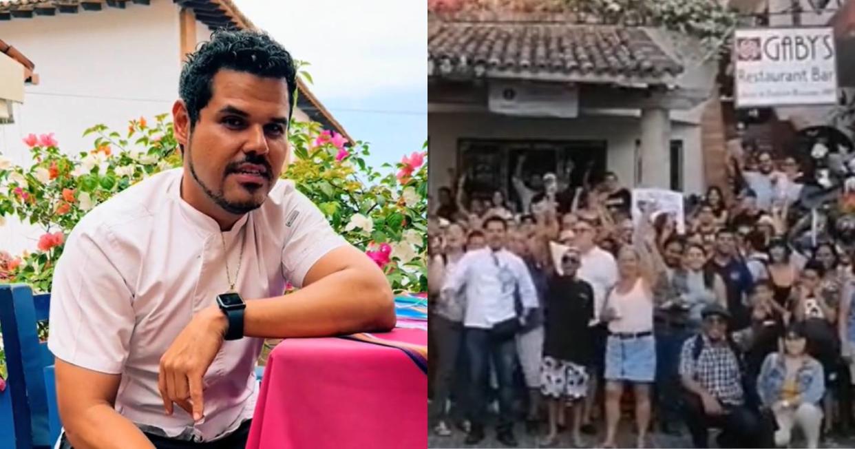 Jubilados de EE.UU. quieren cerrar un restaurante en Puerto Vallarta y mexicanos se unen para evitarlo. Foto: Captura de video TikTok vía @chefjuliocastillon y @metropolibahia