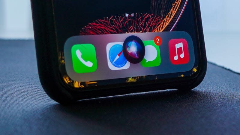 An iPhone displaying Siri