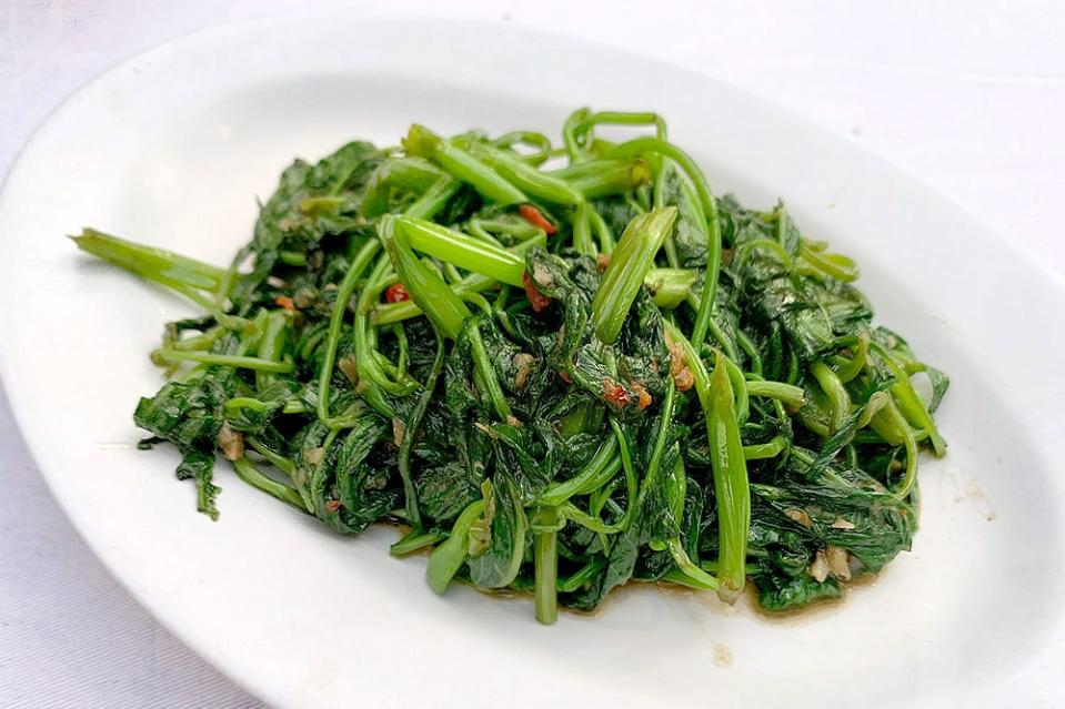 A simple plate of 'kangkung belacan'.