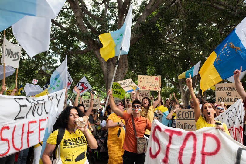 A mass demonstration against tourism held in Tenerife, Spain on April 20