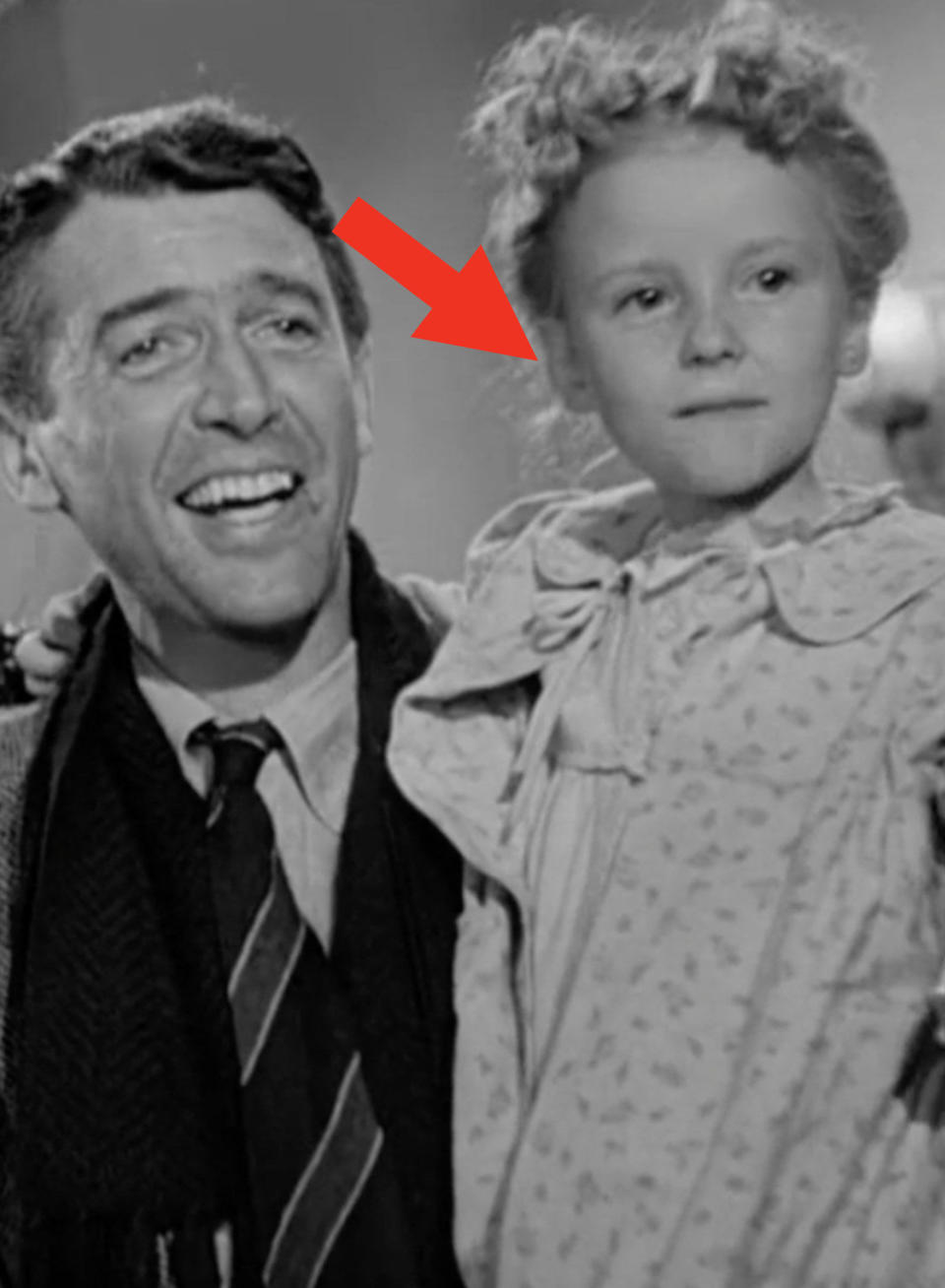 Grimes being held by Jimmy Stewart at the end of "It's a Wonderful Life"