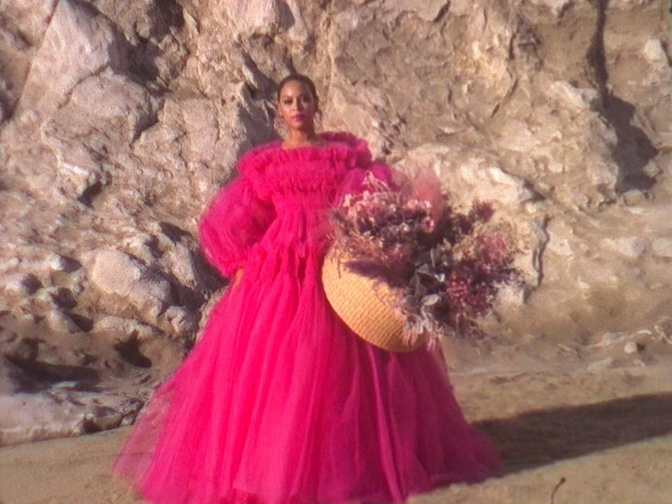 beyonce water black is kings pink dress