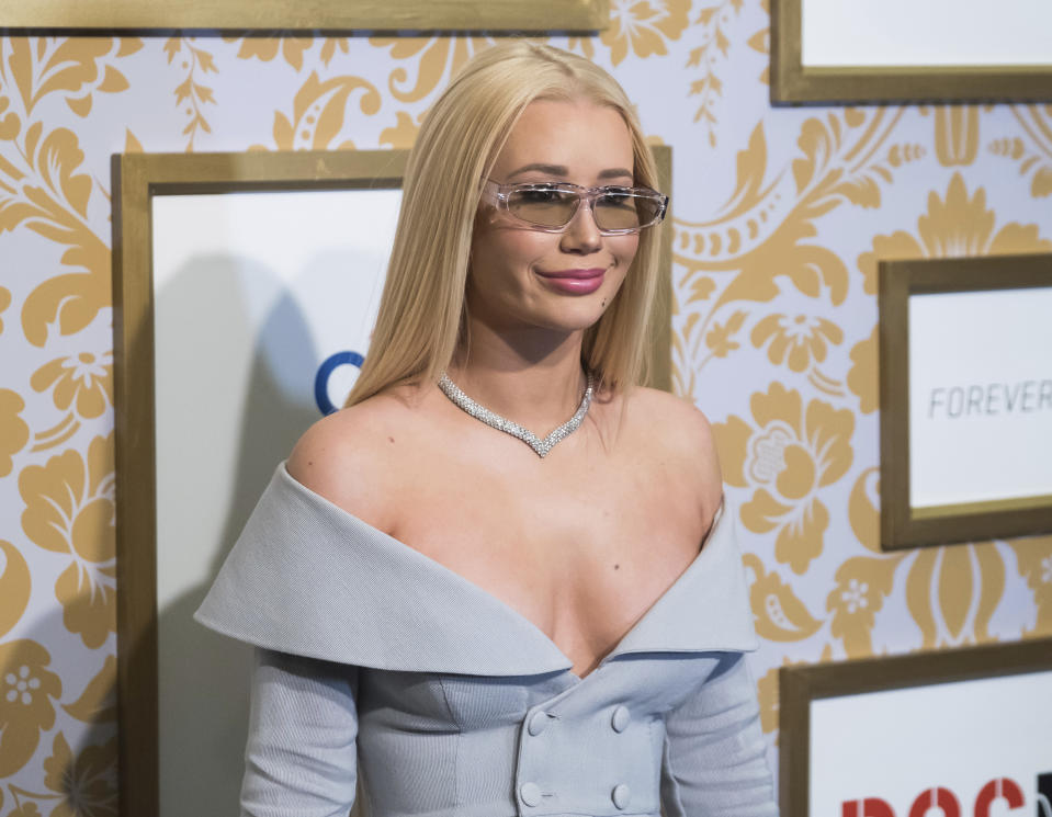 FILE - In this Jan. 27, 2018, file photo, Iggy Azalea attends the Roc Nation pre-Grammy brunch at One World Trade Center, in New York. Rappers Iggy Azalea and Playboi Carti have told Atlanta police that $366,000 worth of jewelry was stolen from their rental home. Amethyst Kelly, who performs as Iggy Azalea, told police the theft occurred Nov. 14, 2019, when the back door was unlocked so Jordan Carter, known as Playboi Carti, could get in. (Photo by Charles Sykes/Invision/AP, File)