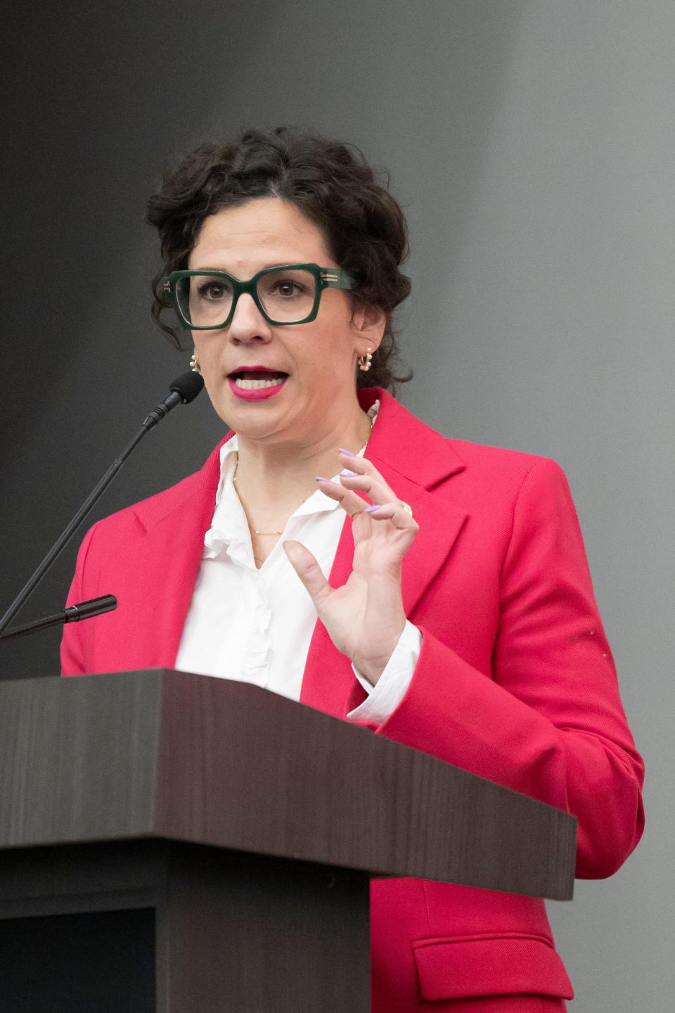 Carrie Blumert, District 1 Oklahoma County commissioner, speaks during a town hall meeting to discuss the future of Oklahoma County's jail Jan. 29 at Metro Technology Centers Springlake Campus Auditorium in Oklahoma City.