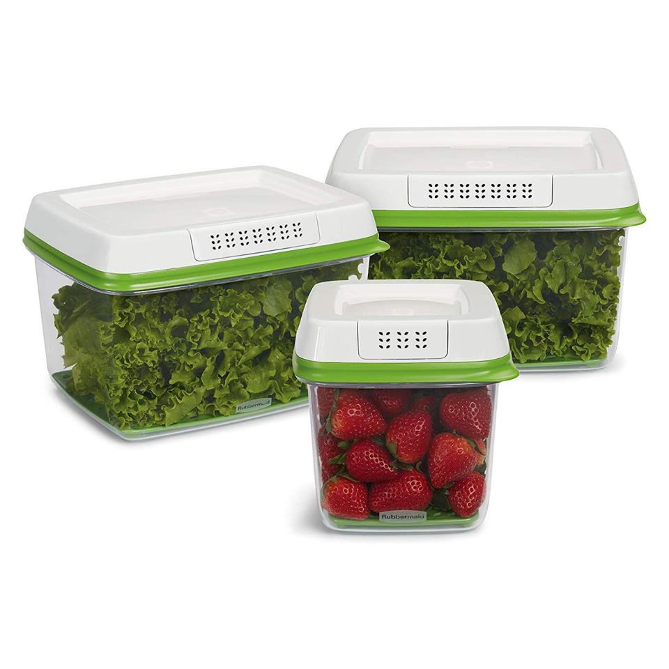 Rubbermaid FreshWorks Produce Saver Food Storage Containers Three-Piece Set