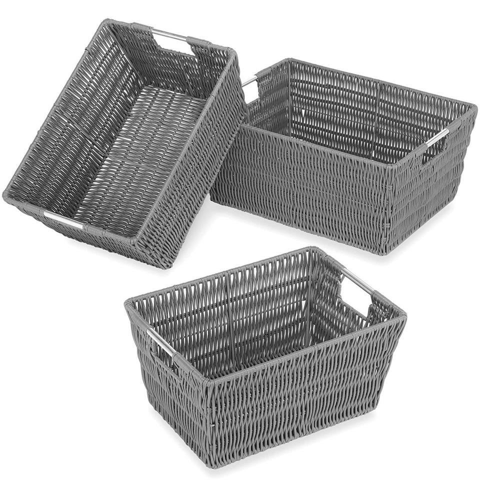 Whitmor Rattique Storage Baskets Three-Piece Set